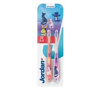 Jordan ® | Step 3 Brosse à dents pour enfants | Brosse à dents pour enfants de 6 à 9 ans | Poils souples, double poignée ergonomique et sans BPA | Couleurrose | Pack 2 unités