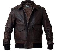 Jorde Calf Blouson aviateur aviateur A2 Flying Tiger WWII Aviator Aviator Blouson aviateur en cuir véritable Blouson aviateur Aviateur Blouson aviateur Blouson aviateur vintage, Veste en cuir bleu