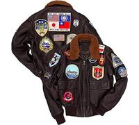Jorde Calf Top Gun G-1 Veste d'aviateur en cuir de vachette avec poches traditionnelles Marron, marron, XXXXL, (Sunset)