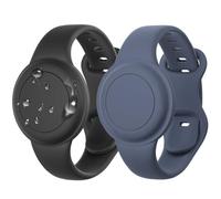 joremx Lot de 2 bracelets étanches pour Apple Airtag pour enfants, en silicone souple caché pour AirTag 1er et 2e génération, légers (noir + bleu)