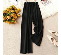 Joress Pantalon décontracté ample et évasé de couleur unie pour femmes grandes tailles avec cordon à la taille et poches 0XL,1XL,2XL,3XL,4XLUnicoloreTissu tissé