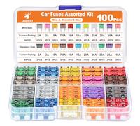 JOREST 100Pcs Fusible Voiture Set - 56 Mini Fusible Auto + 44 Moyenne Fusible Automobile + 1Extracteur, Auto Fusible pour Voiture/RV/Camion/Moto (2A 3A 5A 7.5A 10A 15A 20A 25A 30A 35A 40A)