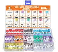 JOREST 160Pcs Fusible Voiture Set - pour Fusibles Auto/Truck/RV/Camion/Moto (2A 3A 5A 7.5A 10A 15A 20A 25A 30A 35A 40A) - Mini Fusibles Automobile + 1 Extracteur
