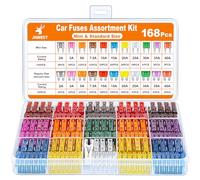 JOREST 168 Pcs Fusible Voiture Set, 114 Mini Fusibles Auto + 54 Moyenne Fusibles Automobile + 1 Extracteurs de fusibles - pour Voiture/RV/Camion/Moto (2A 3A 5A 7.5A 10A 15A 20A 25A 30A 35A 40A)