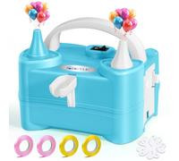 JORETLE Gonfleur Electrique Ballon 400W, Pompe Air Ballon Electrique Portable 220-240V avec 2 Buses Modes pour Anniversaires, Mariages & DéCoration (Bleu Clair)