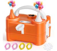 JORETLE Gonfleur Electrique Ballon 400W, Pompe Air Ballon Electrique Portable 220-240V avec 2 Buses Modes pour Anniversaires, Mariages & DéCoration (Orange)
