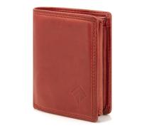 JOREY Portefeuille fin pour homme en cuir véritable - Petit portefeuille au format portrait avec protection RFID - Portefeuille compact en cuir lavé, rouge, s, Décontracté