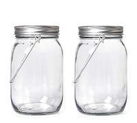 Jorft Lampe Solaire en Verre USB, 1000ml LED Solaire dans un Bocal Mason IP65 Solaire étanche Lampe de Jardin Lampe Suspendue Mason Jar Light Éclairage Extérieur Lampe Décorative Lanterne Solaire