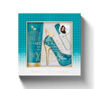 JORGE GONZÁLEZ EDICIÓN RUMBA Coffret cadeau 3 pièces : eau de parfum 50 ml, eau de parfum pour sac à main 15 ml et gel douche 120 ml Parfum floral oriental pour femme dans un flacon à talons hauts