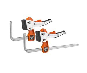 JORGENSEN Lot de 2 Serre-Joints à Cliquet pour Rail de Guidage, avec Mécanisme de Verrouillage, Force de Serrage Maximale 181 kg, Ouverture Maximale 168 mm