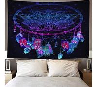 Jorisa Attrapeur de Rêves Tapisserie Tenture Murale,Coloré Mandala Plumes Bohème Psychédélique Tissu de Fond Indien Hippie Tapisserie Murale pour Salon,Chambre,Dortoir(Lotus Coloré,200x150cm)