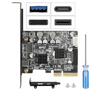 Jorkar Carte PCIe vers USB C 3.2 Gen 2 10 Gbps, USB-C + USB-A + Type-E A-Key Panneau Avant + Connecteur Interne 19/20 Pin Carte PCI-E pour PC