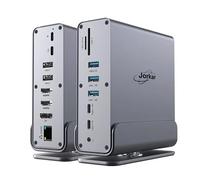 Jorkar Docking Station USB-C, Station d'accueil Verticale 15 en 1 Triple écrans avec 2 HDMI 4K et 1 DP, 10Gbit/s USB C USB-A 3.2 Gen 2, Charge PD 100W + Ethernet pour PC Portable 3 moniteurs