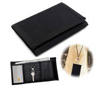 Jormftte 1 porte-monnaie fin avec chaîne, fermeture éclair, pliable, triple, pour adolescents, garçons, hommes, 12 x 8 x 1 cm, Noir , 24 x 12cm/9.45 x 4.73zol, N°