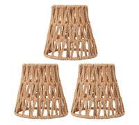 JOROBURO Lot de 3 Abat-jour en Faux Rotin, Style Bohème en Papier tressé pour Ampoule E14 à Clipser sur Abat-jour Décoratif, Abat-jour Suspendu Bohème, Couvre-lampes de Remplacement pour