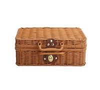 JOROBURO Panier de Rangement pour Valise en Rotin, Valise Rétro en Osier en Plastique, Bacs de Réception en Saule Tissés à la Main avec Poignées, Bacs Rustiques en Osier, Panier de Pique-Nique en(#3)