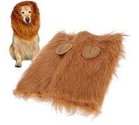 JOROBURO Perruque de Chien avec Crinière de Lion, Marron Clair, Réglable, Confortable et Amusante avec Oreilles, Couvre-Chef pour Animal Domestique, Outil de Décoration de Perruque pour
