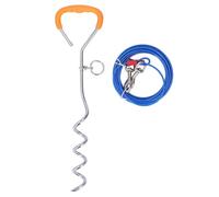 JOROBURO Piquet d'attache pour Chien, Fil d'acier à Double Tête, Laisse Anti-Perte pour Tente, Vis d'ancrage au Sol, Piquet pour Chien de Plage, Câble (Crochet Double en Alliage de Zinc 5