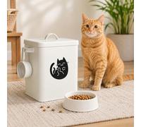 JOROBURO Récipient de Stockage de Nourriture pour Chien de 6 L, Bac à Nourriture en Métal pour Chat avec Tasse à Mesurer, Boîte de Nourriture pour Chat Couvrant les Couvercles et les Cuillères,(#1)