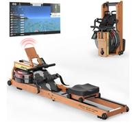 JOROTO MR280PRO Rameur à eau pliable 15L , 6 repères avec écran Bluetooth et APP , support tablette réglable Bois Chêne Massif
