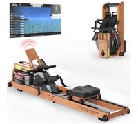 JOROTO MR280PROB Rameur à eau pliable 15L 6 repères avec écran Bluetooth et APP support pour tablette réglable Bois Chêne Massif