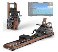 JOROTO MR380 Rameur à eau pliable en bois de chêne réservoir d'eau de 28L avec moniteur Bluetooth, support téléphone et tablette