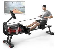 JOROTO Rameur Musculation, Rameur d'appartement à Eau avec Connexion Bluetooth, Rangement Vertical Peu Encombrant, Comprend Un Support de Téléphone et Une Application d'entraînement Rameur