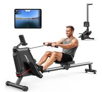 JOROTO Rameur Musculation, Rameur D'appartement Magnétique Silencieux avec Moniteur Bluetooth, Charge Maximale 160 KG, Facile à Assembler, Rangement Vertical, Gain de Place
