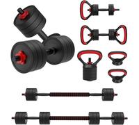 JOROTO Set d'haltères réglable, Set d'haltères de poids avec prise, 4 en1 Set de poids d'entraînement pour Home Gym, Haltère long, Kettlebells, Push up Stand Appareils de fitness