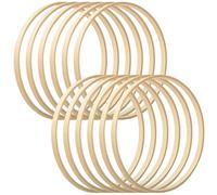 Jortmrd 12 Pièces Rond Anneau Bois Bambou 15cm Cerceau Bois Anneaux Artisanaux en Bambou Macramé Cercle Attrape Reve pour Faire Un Décor de Couronne de Mariage et Artisanat Mural