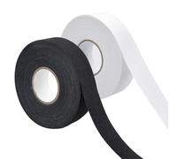Jortmrd 2 Rouleaux Ruban de Hockey Adhésif 25m x 25mm Ruban de Bâton de Hockey Antidérapant Tape Hockey sur Glace pour Raquette Tennis Badminton Pôle de Golf (Noir, Blanc)