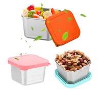 Jortmrd 3 Pièces Petite Boite Alimentaire Inox Hermétiques 180ml Récipient à Sauce en Acier Inoxydable avec Couvercles en Silicone Mini Contenant de Vinaigrette Portable pour les Voyages