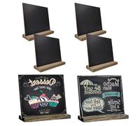 Jortmrd 6 Pièces Mini Tableaux Noir avec Supports en Bois Double Face Ardoise de Table Petite Panneau de Tableau à Craie pour Buffet Mariage Anniversaire Bar Café Boulangerie Fête (13 x 15 cm)