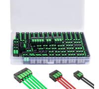 Jortmrd 75 Pièces Connecteur Electrique Cosses et Kits, 4mm² Domino électrique avec Levier de Commande (2, 3, 5 Entrées) pour Tous Types de Conducteurs Mondiaux - PA/PC - Librement Combinables (vert)