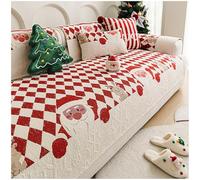 JORTUIO Housse de Canapé Noël Chenille Imprimé Dessin Animé Canapé Coussin Antidérapant Housse de Siège en Forme de L Sectionnel pour Salon, Chambre à Coucher(Rouge,90x210cm)