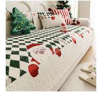 JORTUIO Housse de Canapé Noël Chenille Imprimé Dessin Animé Canapé Coussin Antidérapant Housse de Siège en Forme de L Sectionnel pour Salon, Chambre à Coucher(Vert,90x210cm)