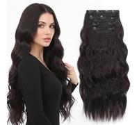 JoryJazzy Extensions de cheveux synthétiques à clips - 50,8 cm de long, cheveux synthétiques ondulés - Doux - Naturels - Invisible - Épais - Résistants à la chaleur - Pour fête de mariage et usage