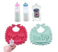 Jorzer 1 Set Mini Baby Doll Accessories, Baby Doll Bottles, Bibs, Mini Shampooing, 1:12 Scale REALL Dollhouse Accessoires pour Dollhouse Nursery Toys Games