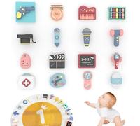 Jorzer 16 pièces Doljabi Ensemble pour garçon Symbolique Zhuazhou Ensemble Articles Cadeaux d'anniversaire Dessin animé 1er Anniversaire Traditionnel Doljanchi bébé Jouets cérémonie coréenne.