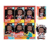 Jorzer 6 pièces poupées Noires de 4 Pouces, Mini poupées réalistes avec articulations Mobiles pour Jouets et Jeux pour Enfants Filles..