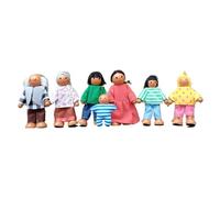 Jorzer 7 pièces Maison de poupée Personnes Simulation Maison de poupée en Bois Personnes Posture réglable Figurines délicates et Mignonnes pour Les Filles Tout-Petits Enfants Jouent à des