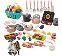 Jorzer Accessoires de Cuisine de Jeu pour Enfants Ensemble Nourriture Jeu découpable 91 pièces avec casseroles et poêles Accessoires Cuisine pour garçons et Filles Toys_and_Games.