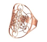 Jorzer Anneau de cube de Metatron Écoute la bague de géométrie sacrée pour les hommes Femmes Anneau ovale en acier inoxydable One Taille - Rose Gold