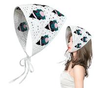 Jorzer Bandana Gothique Halloween Crochet Bandana Écharpe avec Sangles Triangle Toile d'araignée Creux Respirant Motif Grenouille Bandana Cheveux Bandana Halloween Vêtements Blanc