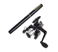 Jorzer Bouette à pêche à la Plume avec Bobine Mini-Poteau Rotation Roule de pêche pour Accessoires extérieurs Noirs 2pcs Mini-Stylo bielle rotative Portable Roue.