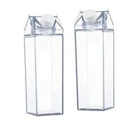 Jorzer Bouteille d'eau transparente Carton Bouteille d'eau réutilisable Plastic Transparent Juice Bottle For Outdoor Sport 2PCS 500ML