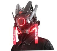 Jorzer Casque Cyber Lumière LED Visible Cyber Masque Futuriste Sci-Fi Techwear Anti-buée Punk Masque Convient à la plupart des festivals de musique, cosplay, Halloween, fête.