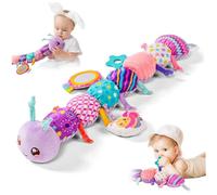 Jorzer Caterpillar Jouet Musical pour bébé 20, 9 cm, Jouet Chenille avec Miroir froissé, hochet, Corde de Traction, Temps Doux sur Le Ventre, Mesure de la Hauteur des Animaux en Peluche