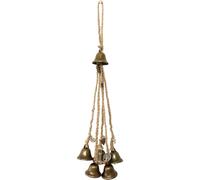 Jorzer Cloches de sorcière, carillon éolien en corde de jute de 38,1 cm avec cloche en métal, carillon à vent symbolique à suspendre pour porte extérieure, jardin, décorations d'Halloween