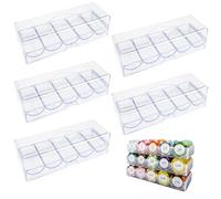 Jorzer Coffret à jetons de Poker, Plateau en Plastique Transparent avec Couvercle, 5 pièces, présentoir de Rangement Multi-usages pour Jeux Hasard, fêtes ou Maison